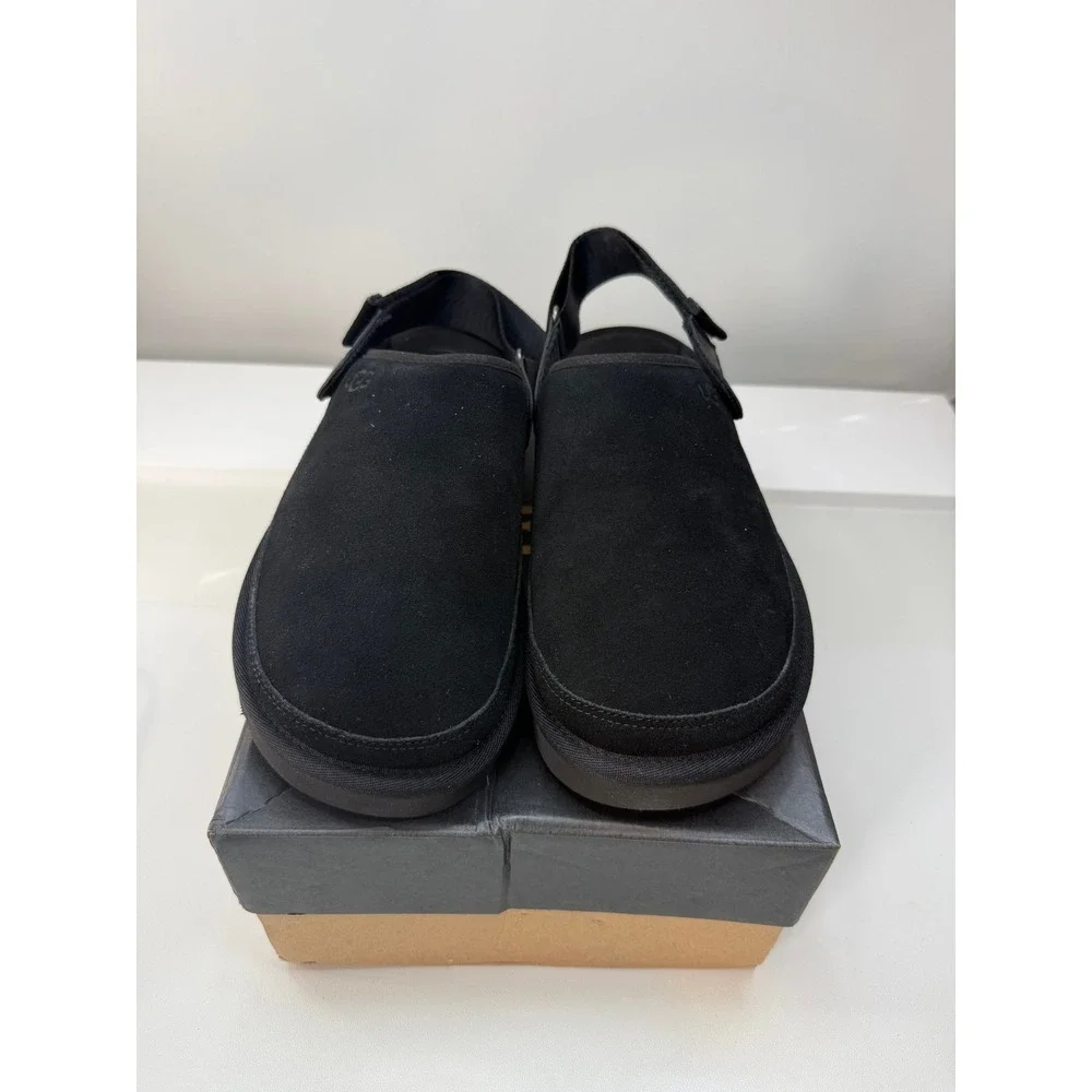 UGG Goldencoast Clog Black Suede‎ Adjustable Strap Size Mens 11 1142172 NEW